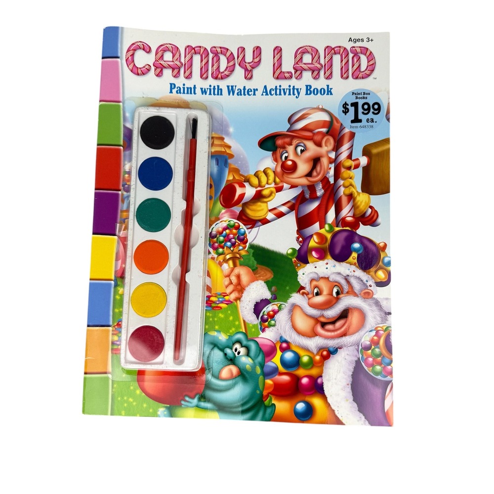 Candy Land Paint with Water Activity Book 2005 Hasbro Bendon New Paint Set